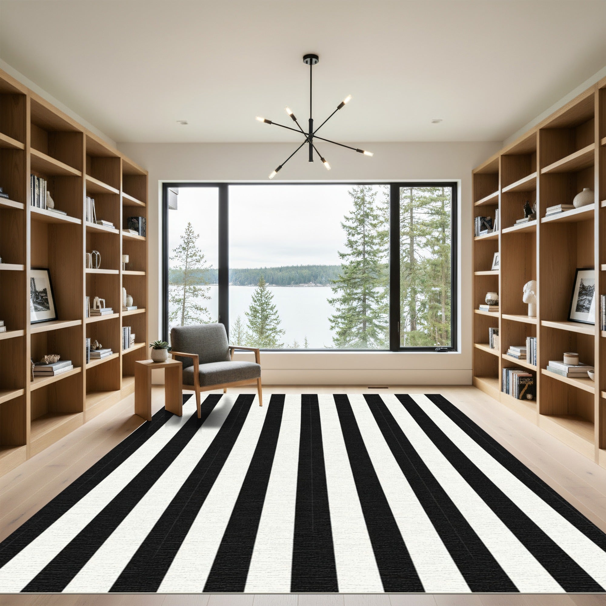 Classic Vertical Monochrome Bands Rug