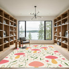Whimsical Pink and Yellow Mushroom Garden Rug