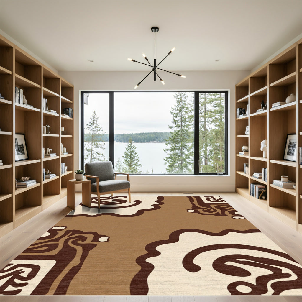 Abstract Chocolate Swirl Organic Rug