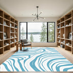 Blue White Swirl Marble Texture Rug