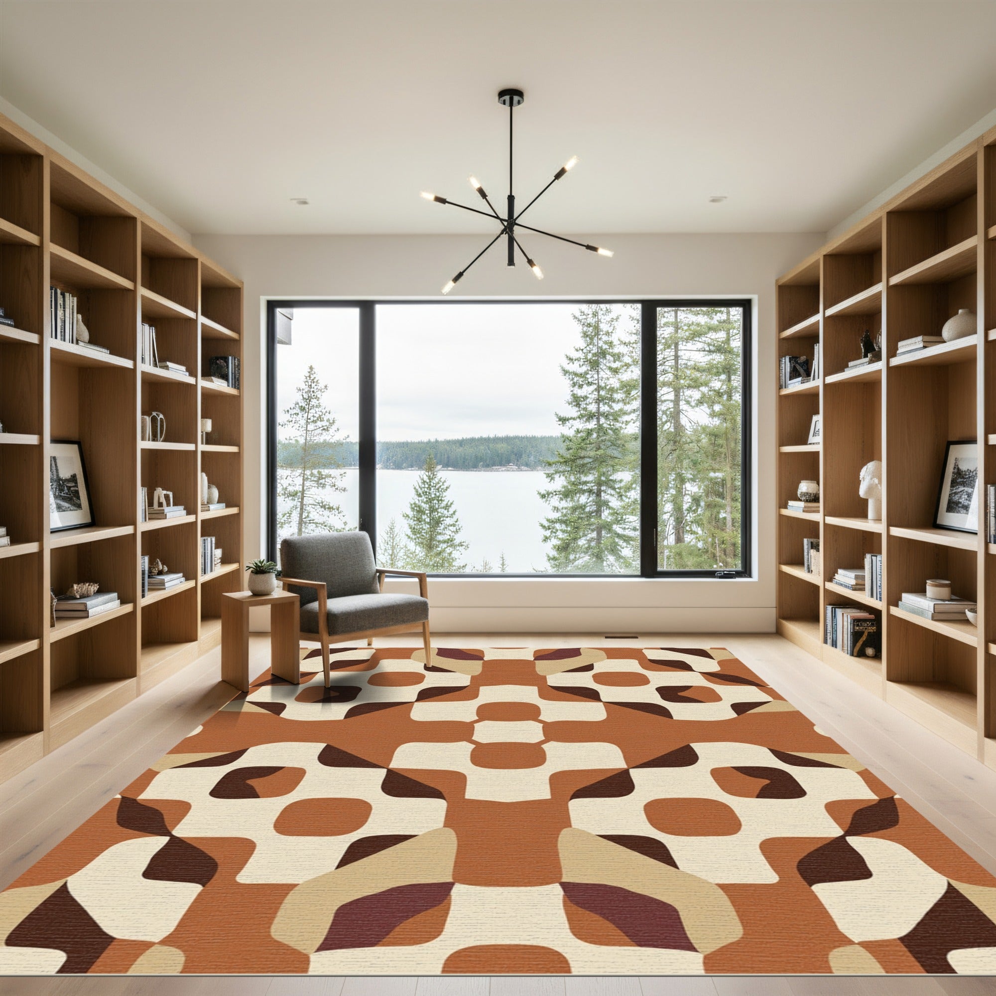 Earthy Tones Abstract Geometric Blend Rug