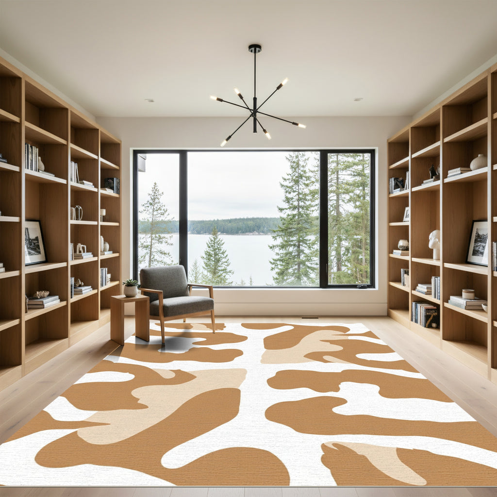 Neutral Camouflage Blended Shapes Rug