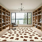 Brown Blotches Scattered Cream Background Rug