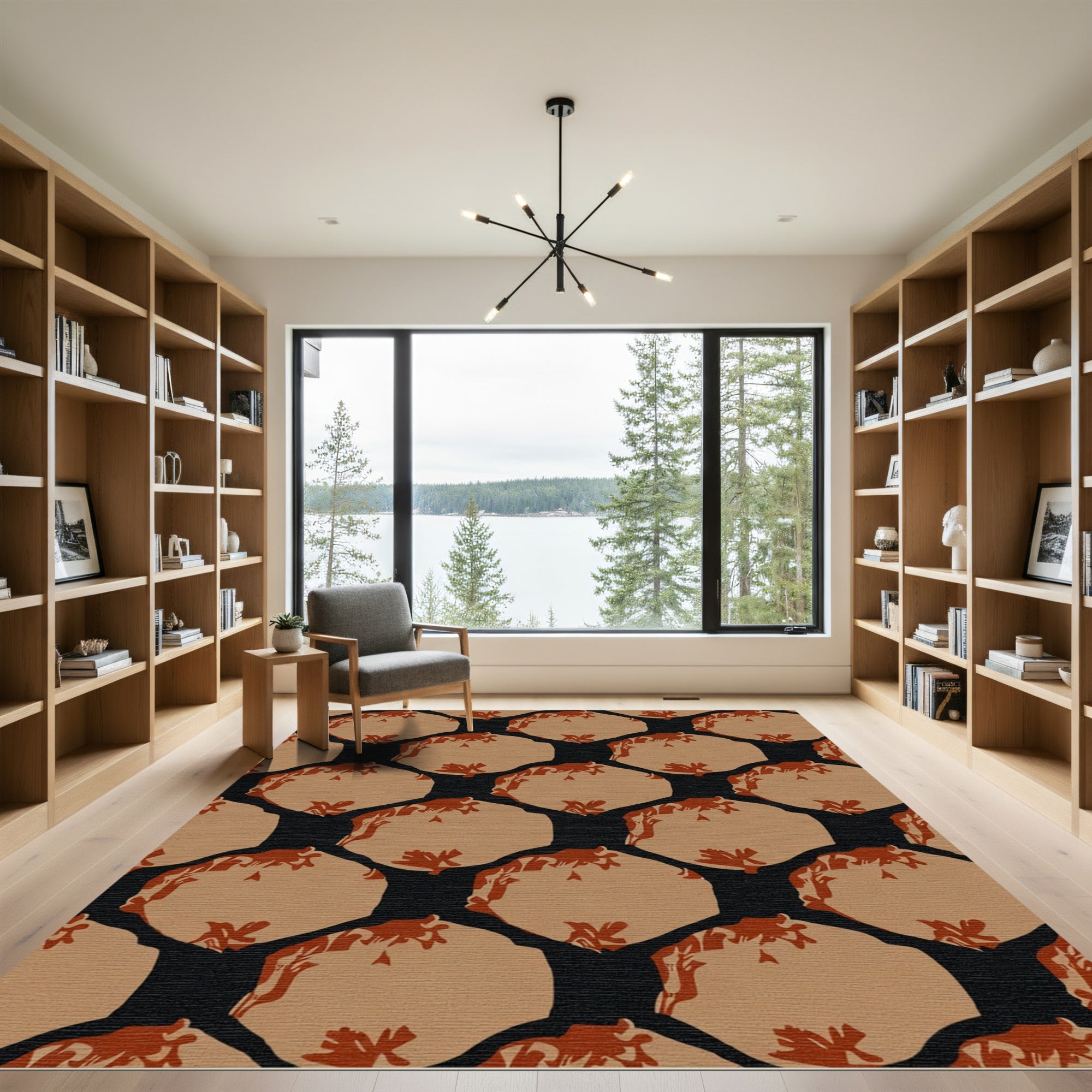 Earthy Hexagonal Organic Textured Rug