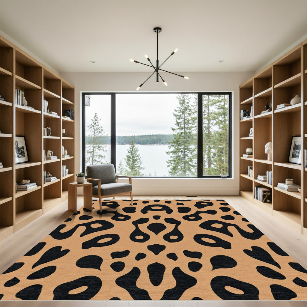 Brown Black Abstract Spot Rug