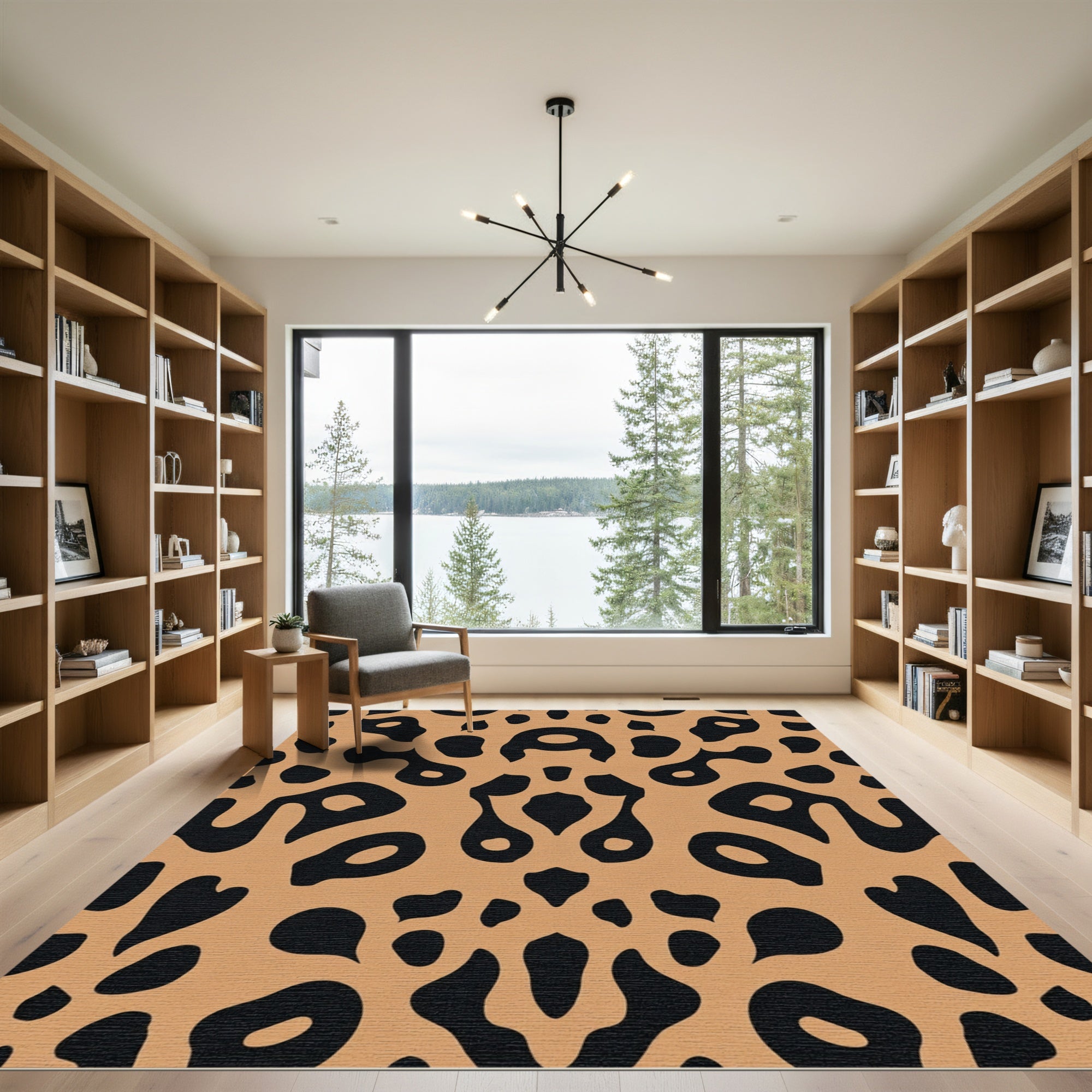 Brown Black Abstract Spot Rug