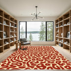 Bold Red Abstract Organic Shapes Rug