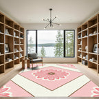 Pink Daisy Diamond Contemporary Artwork Rug