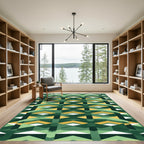 Green Geometric Diamond Weave Rug