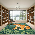Cute Tiger Cub Forest Scene Rug