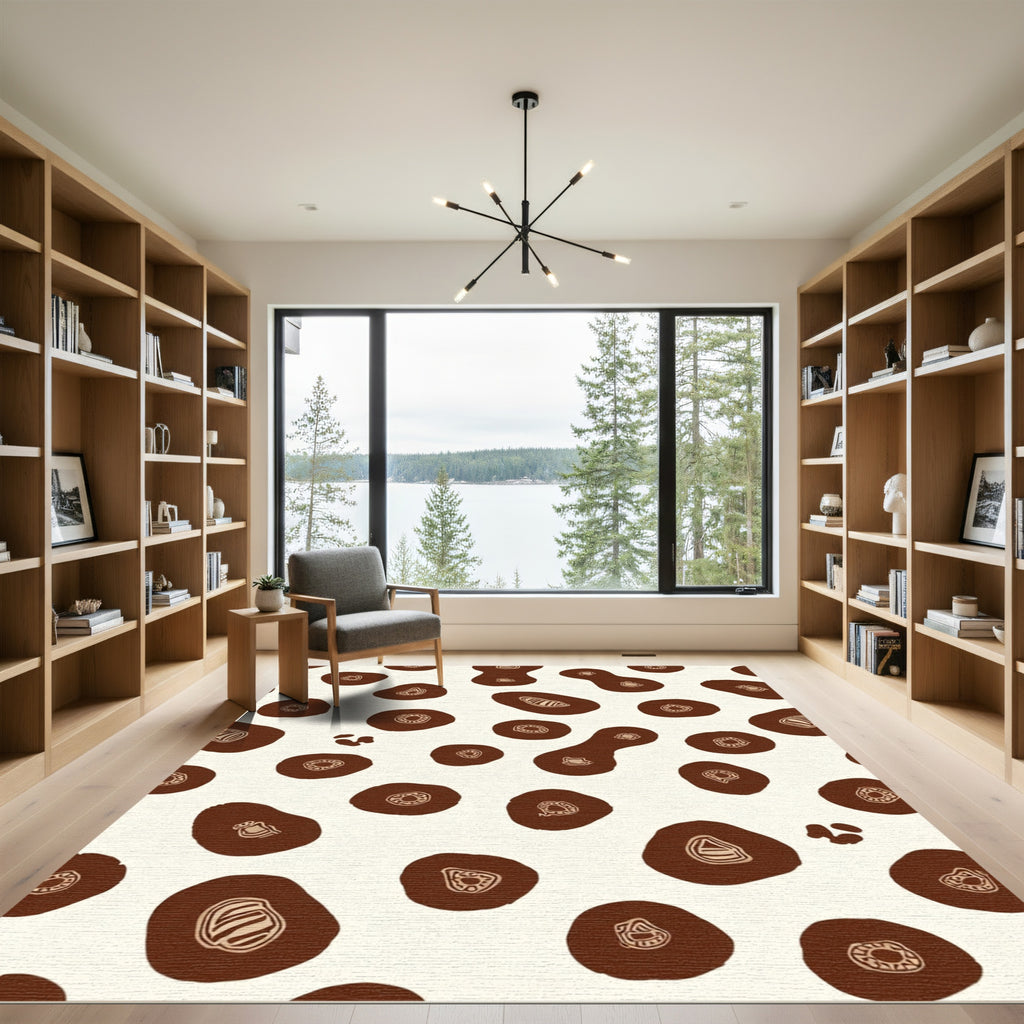 Organic Brown Cell Medallions Rug
