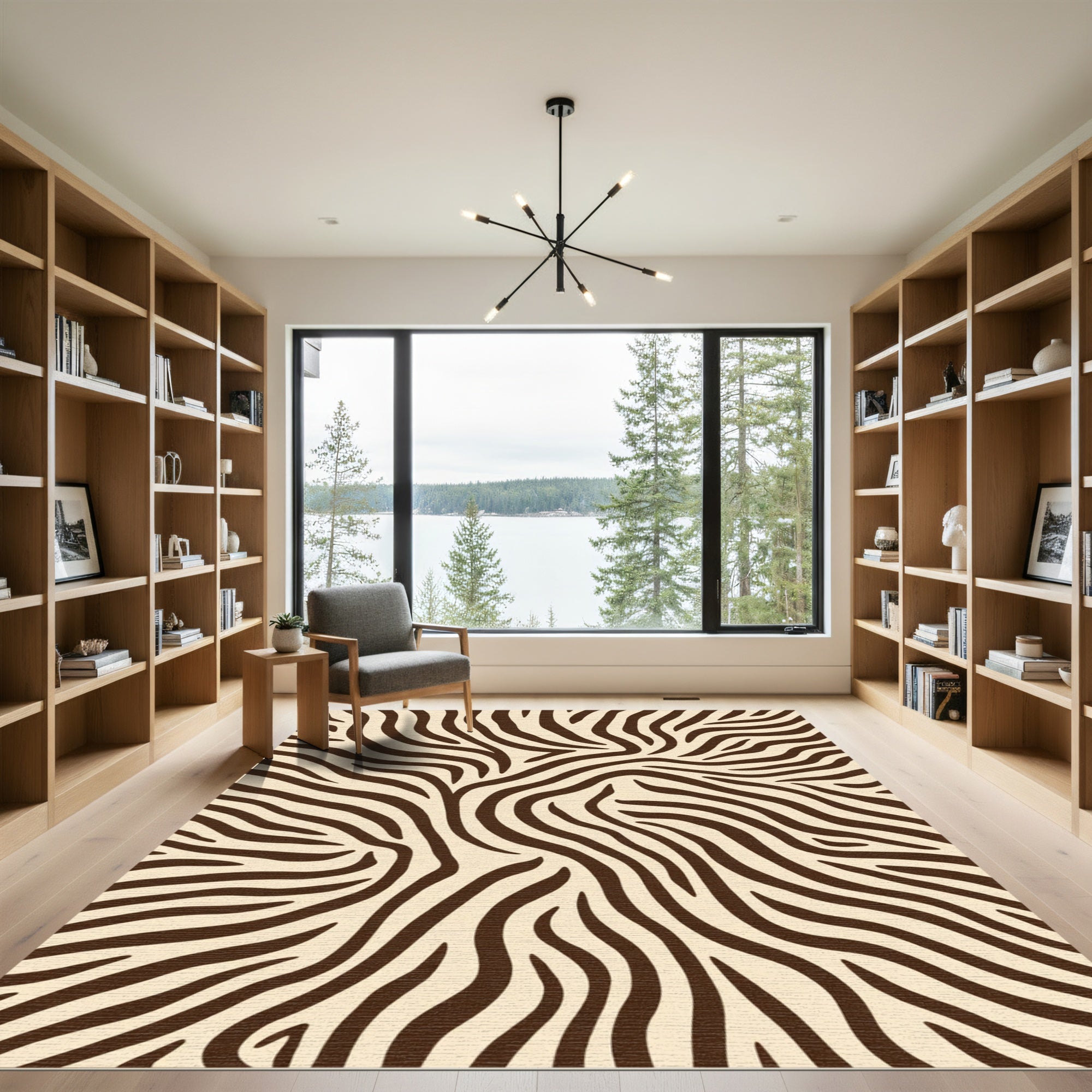Brown Cream Wild Zebra Stripes Rug