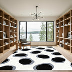 Black Gray Spots Abstract Composition Rug