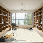 Abstract Black Gold Butterfly Lines Rug