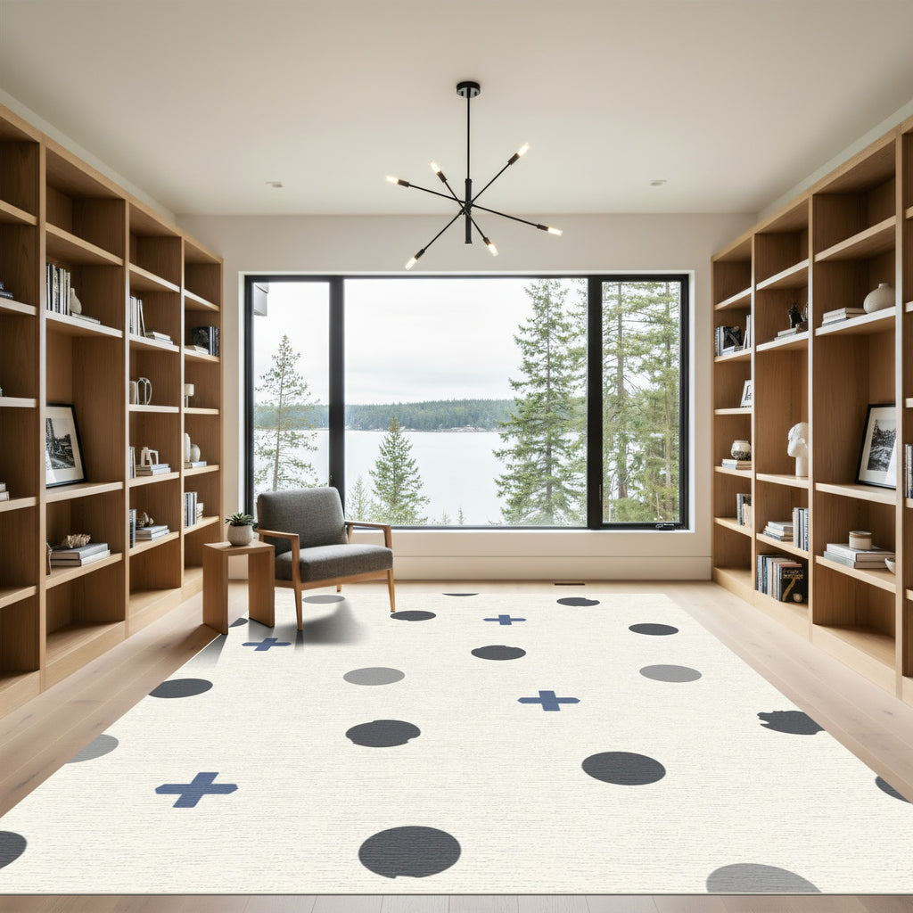 Circles and Crosses Cream Scatter Rug
