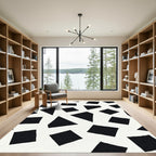 Black White Abstract Geometric Shapes Rug