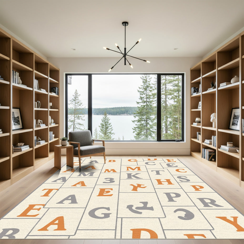 Vintage Alphabet Tile Collage Rug