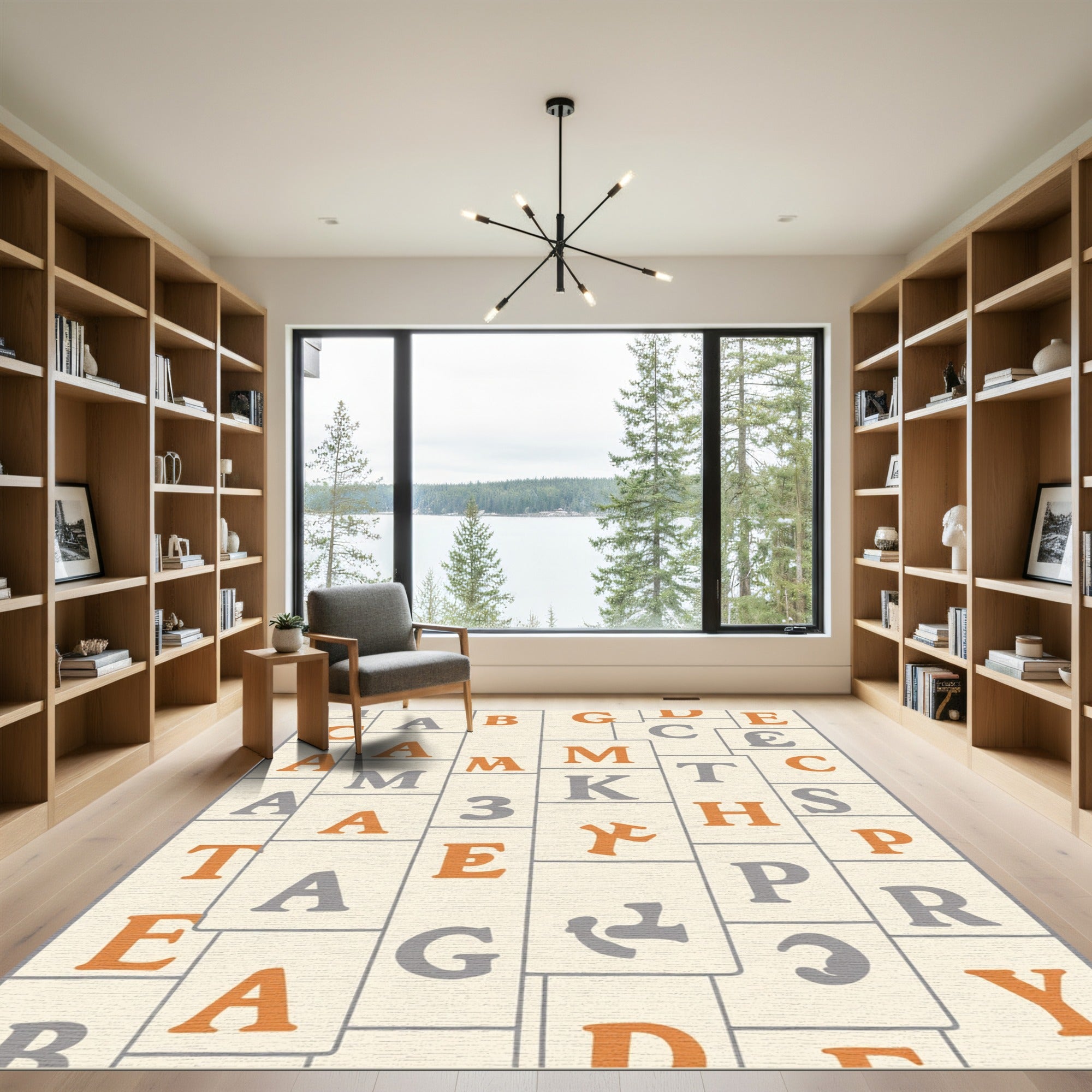Vintage Alphabet Tile Collage Rug