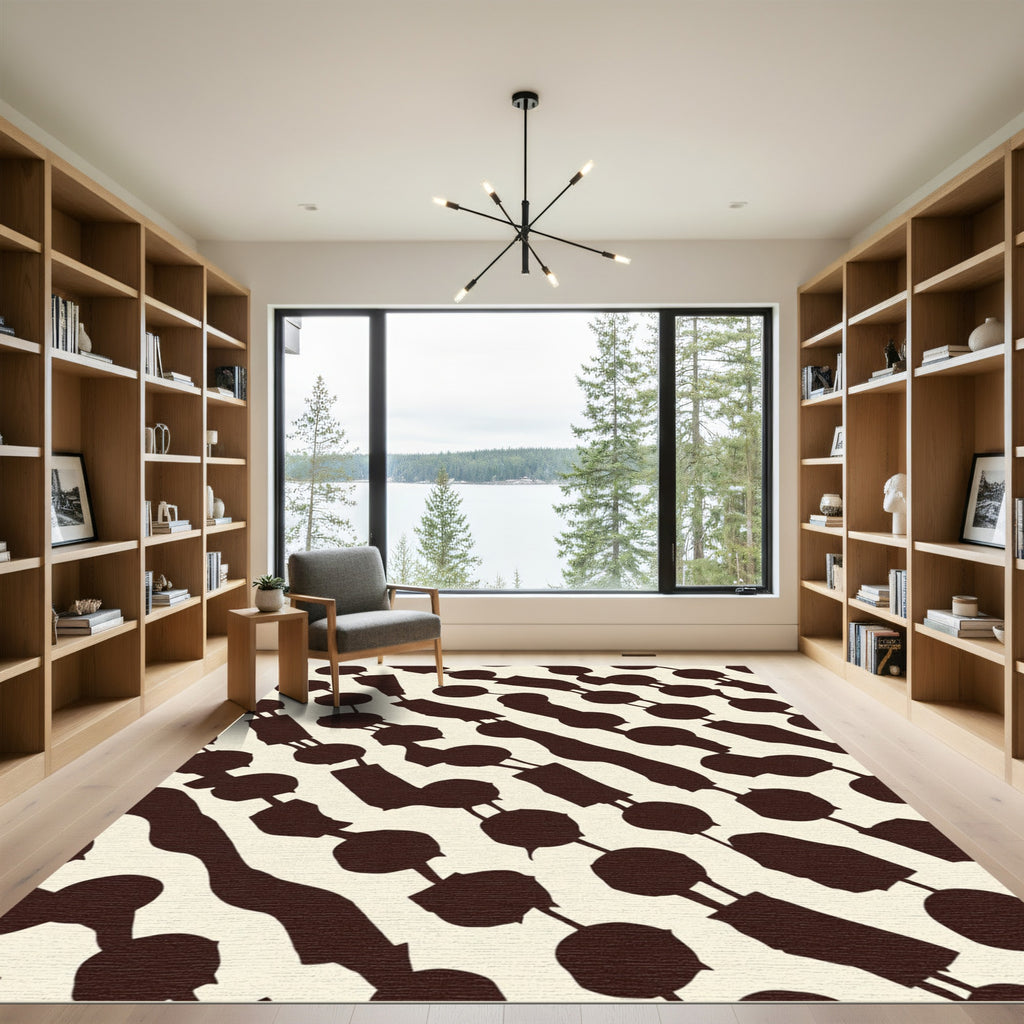 Dark Brown Chain Link Abstract Rug