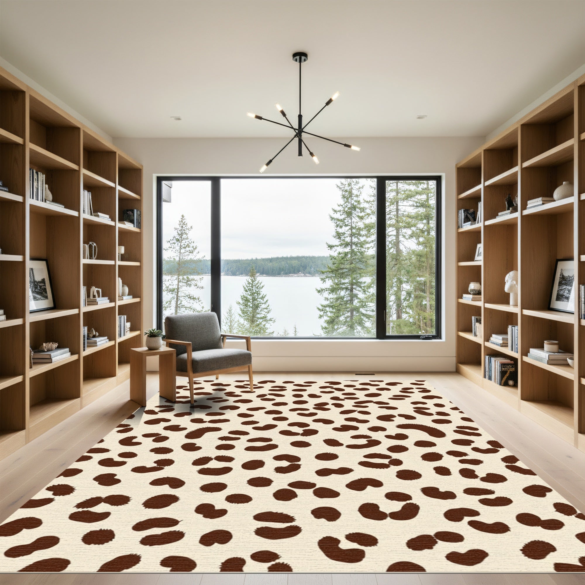Brown Spotted Cheetah Print Rug