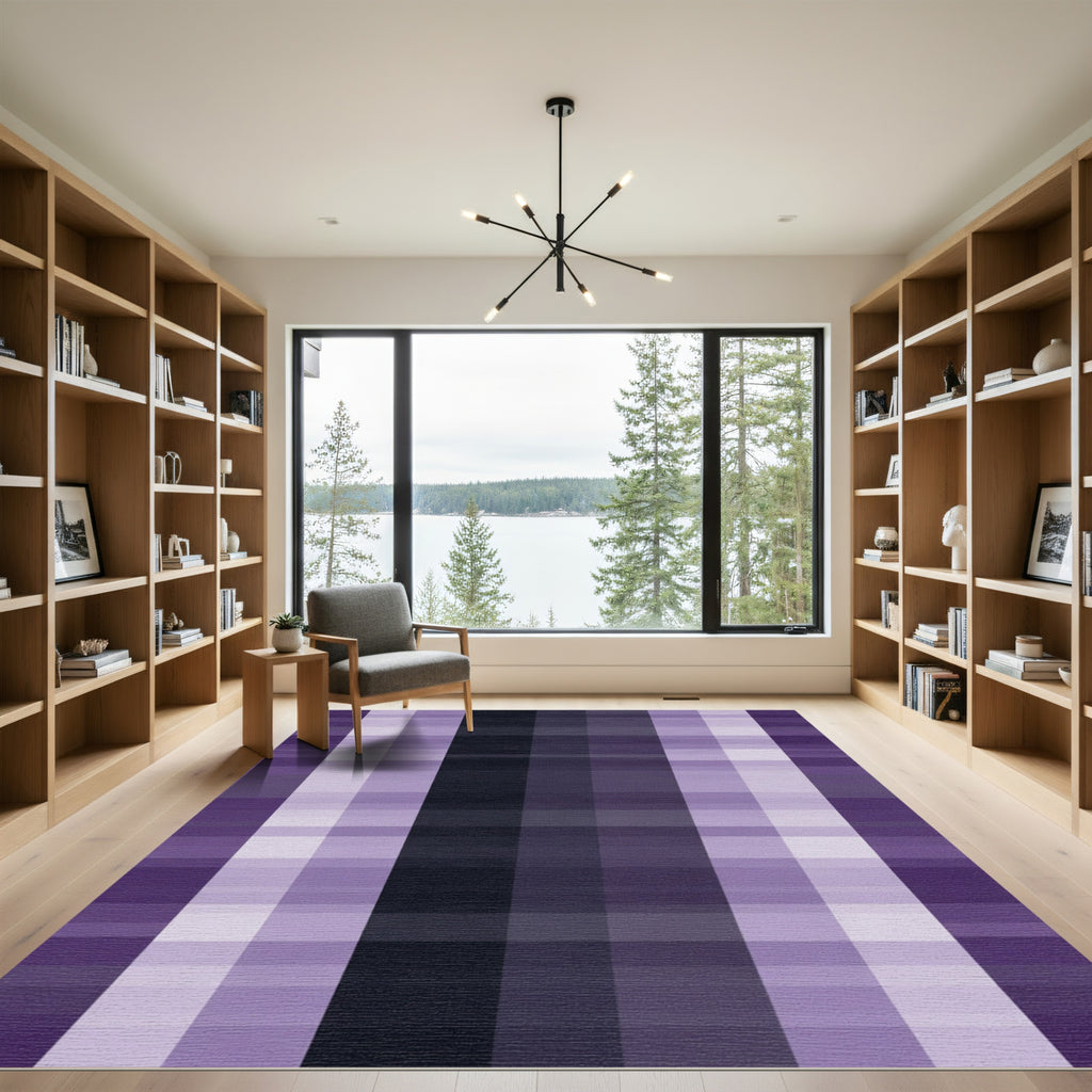 Purple Plaid Grid Background Decor Rug