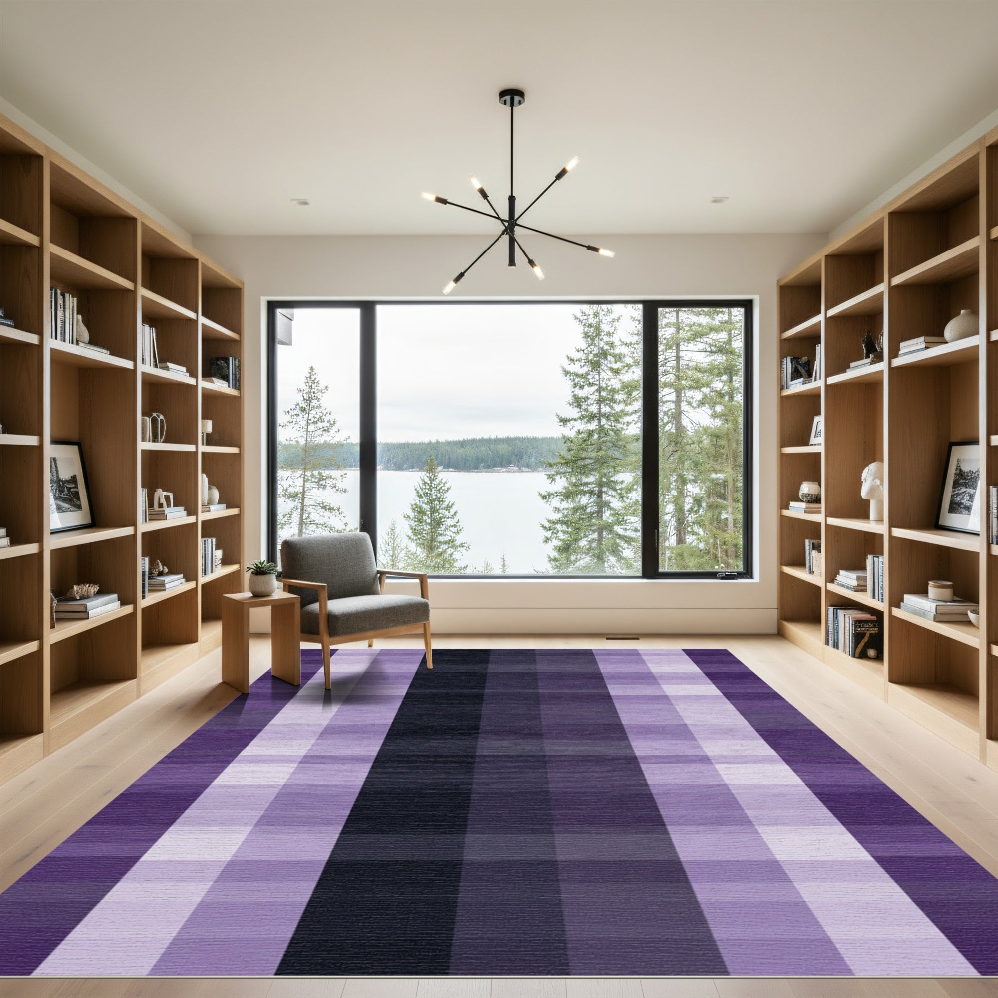Purple Plaid Grid Background Decor Rug