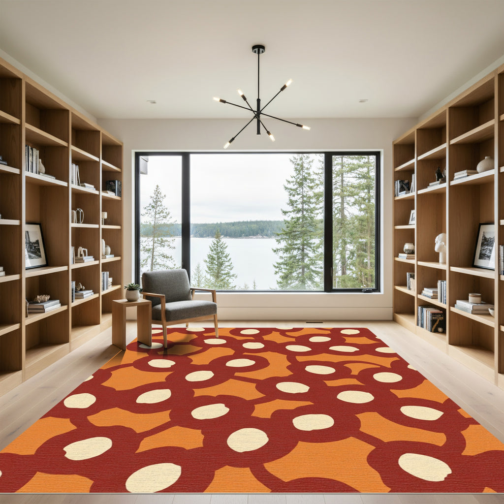 Terracotta Cream Blob Cluster Rug