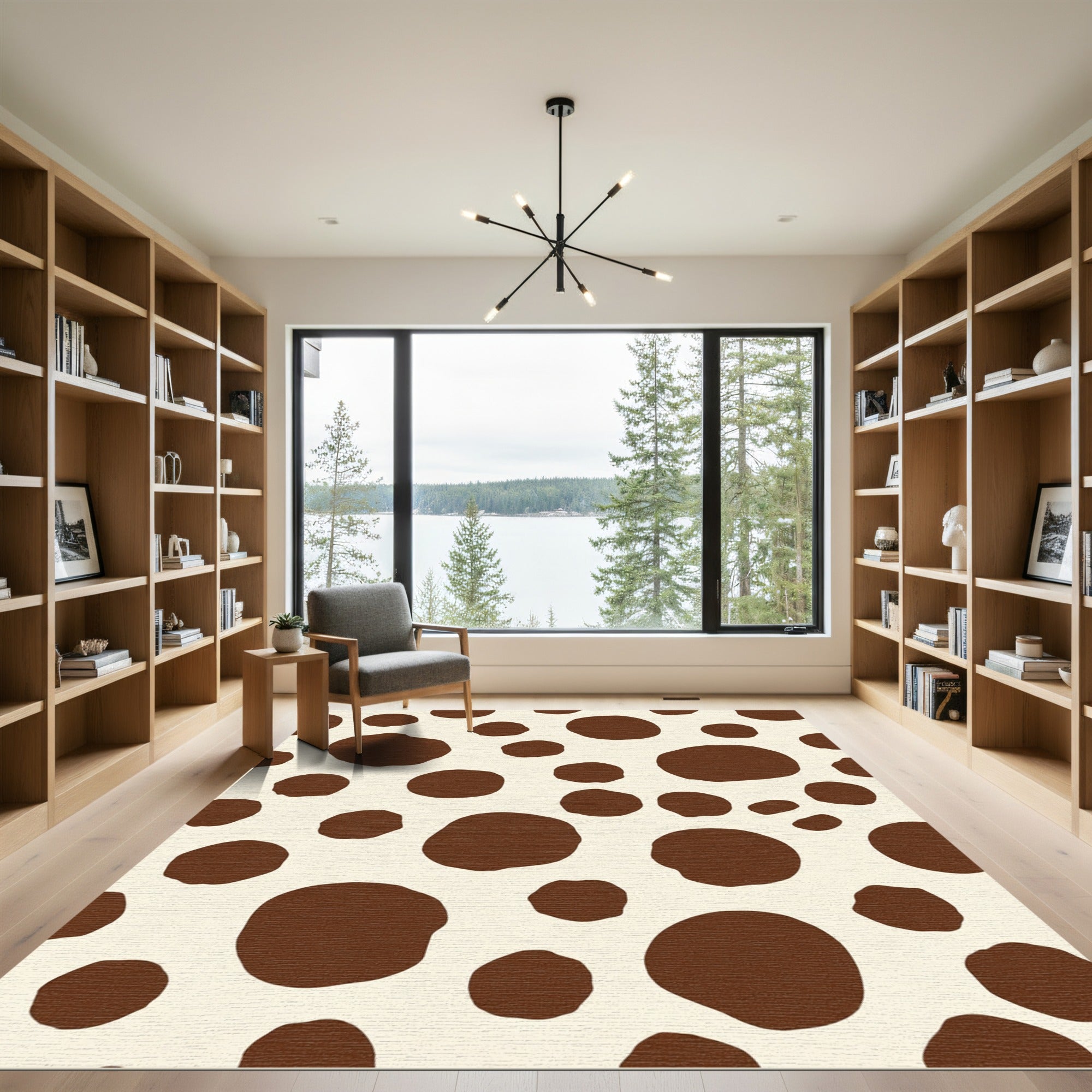 Brown Spotted Cream Contemporary Rug