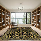 Golden Floral Scrollwork Ornament Rug