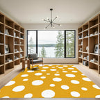 Golden White Polka Dot Scatter Rug