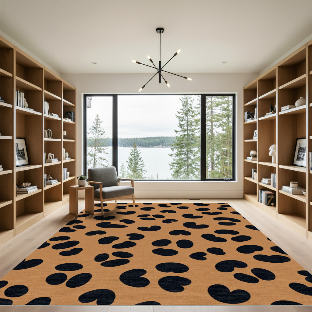 Bronze Black Leopard Print Spots Rug
