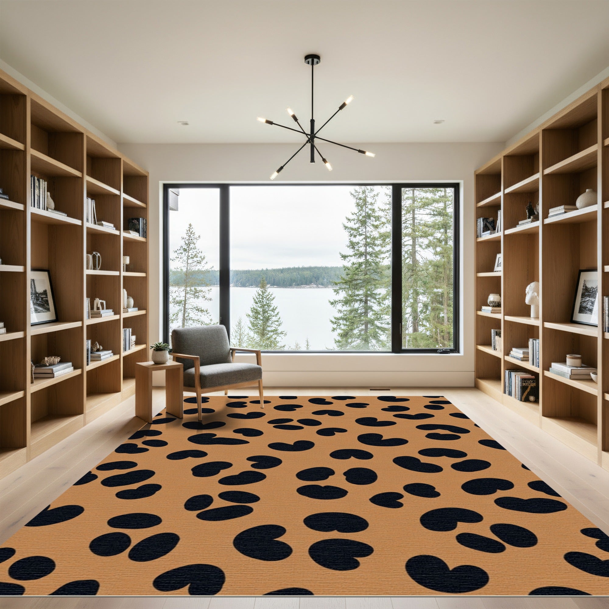 Bronze Black Leopard Print Spots Rug
