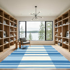 Classic Blue Stripe Wide Band Rug