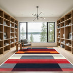 Bold Geometric Sunset Stripes Rug