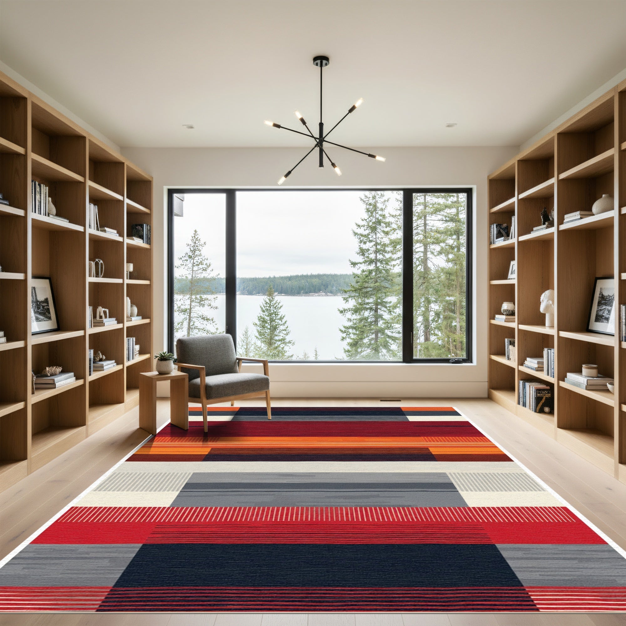 Bold Geometric Sunset Stripes Rug