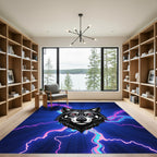 Glowing Wolf With Electric Neon Lightning Rug