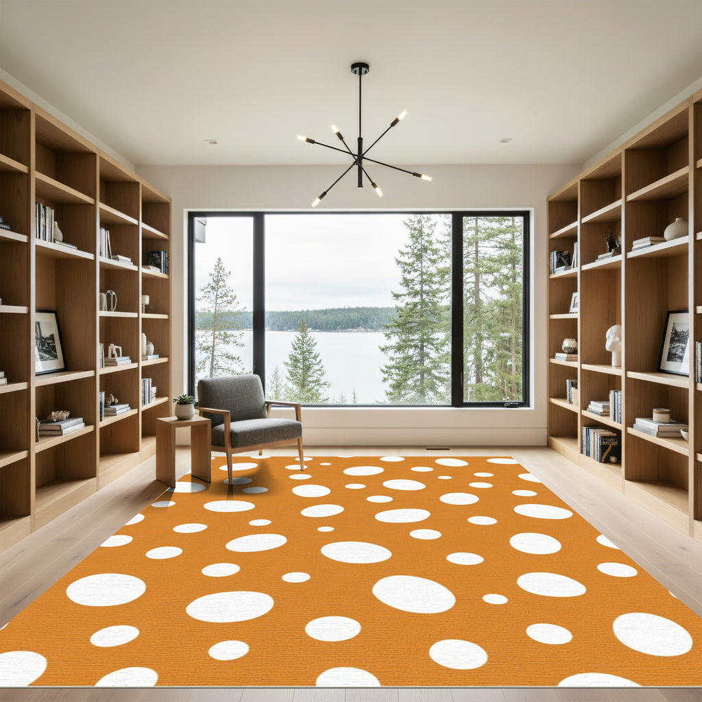 Golden White Polka Dot Scatter Rug