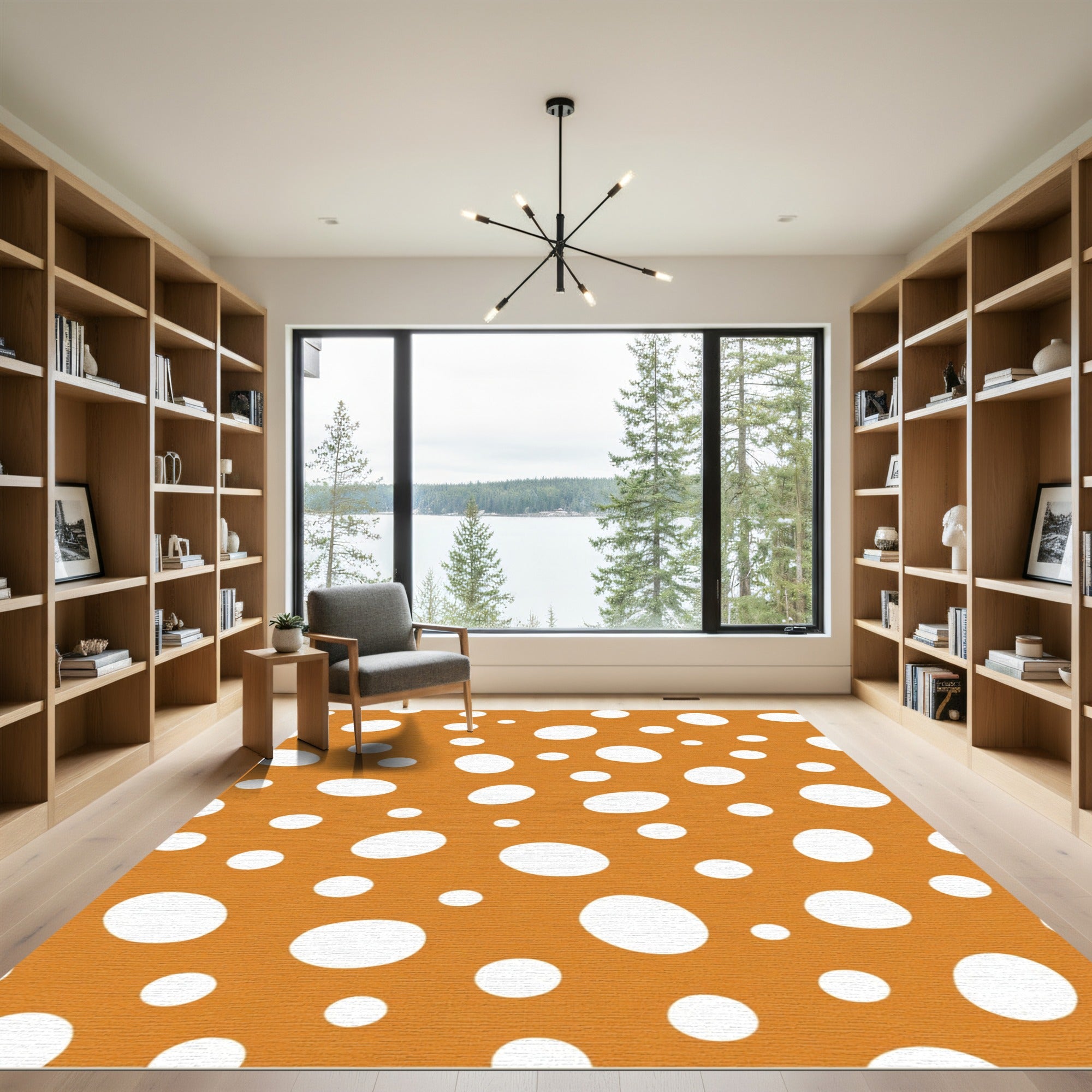 Golden White Polka Dot Scatter Rug