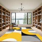 Abstract Yellow Gray Geometric Shapes Rug