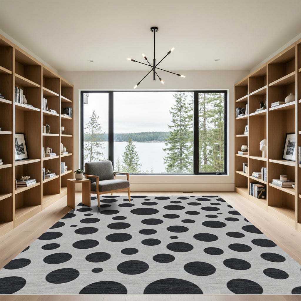Gray Black Dot Cluster Rug
