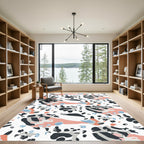 Abstract Peach Black Gray Swirl Collage Rug