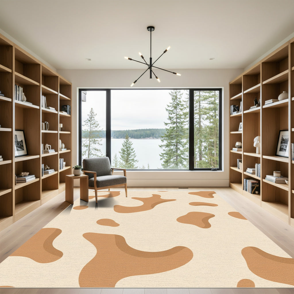 Cream Tan Organic Blobs Rug