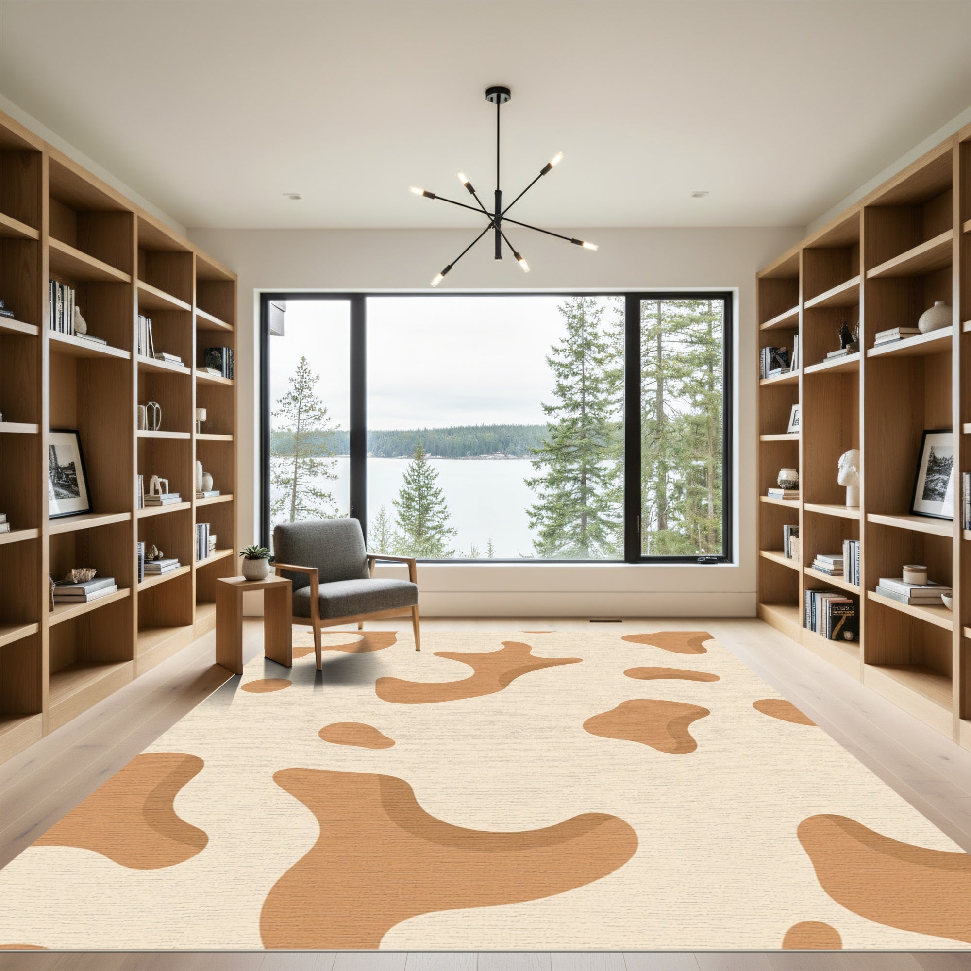 Cream Tan Organic Blobs Rug