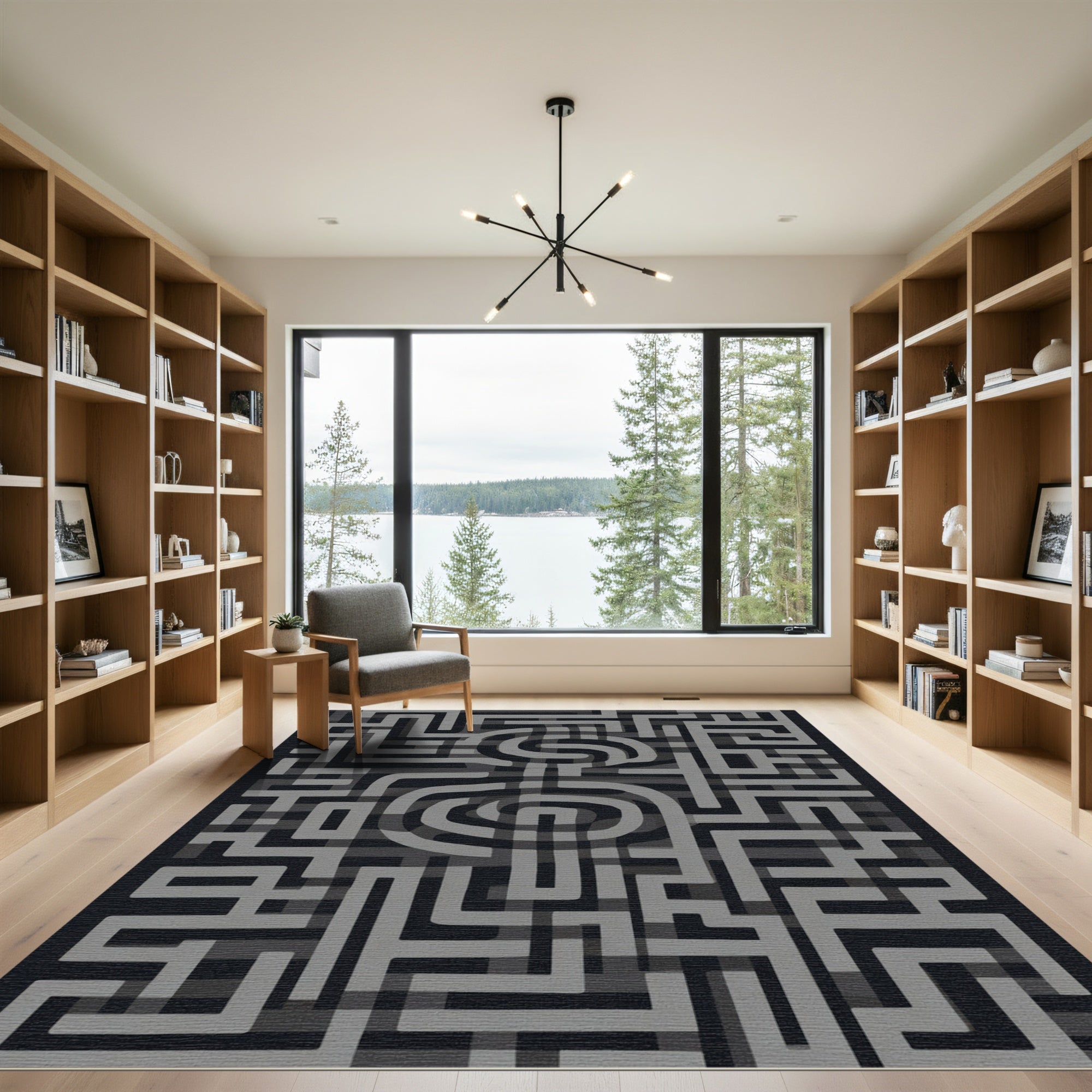 Gray Mazeabyrinth Swirl Rug