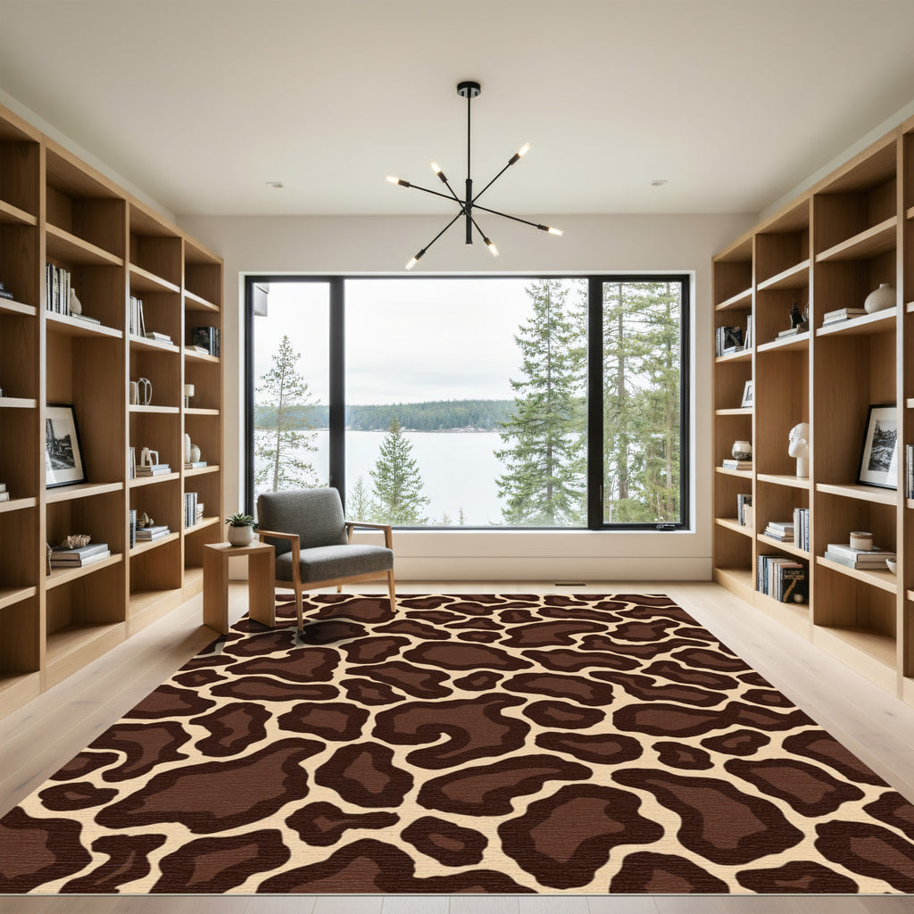 Brown Tan Spotted Animal Print Rug
