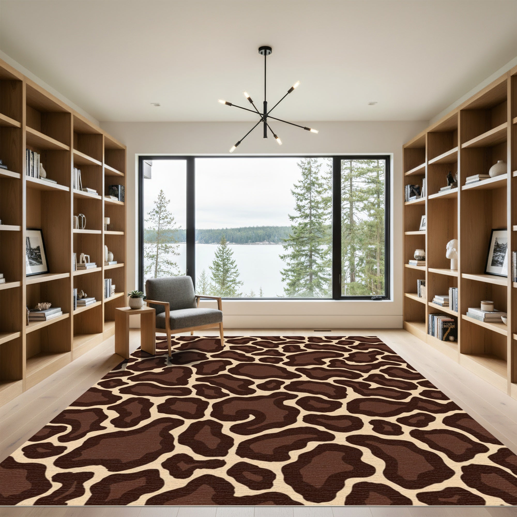 Brown Tan Spotted Animal Print Rug