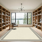 Cream Beige Double Border Rug