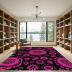 Vibrant Pink Floral Mandala Collage Rug