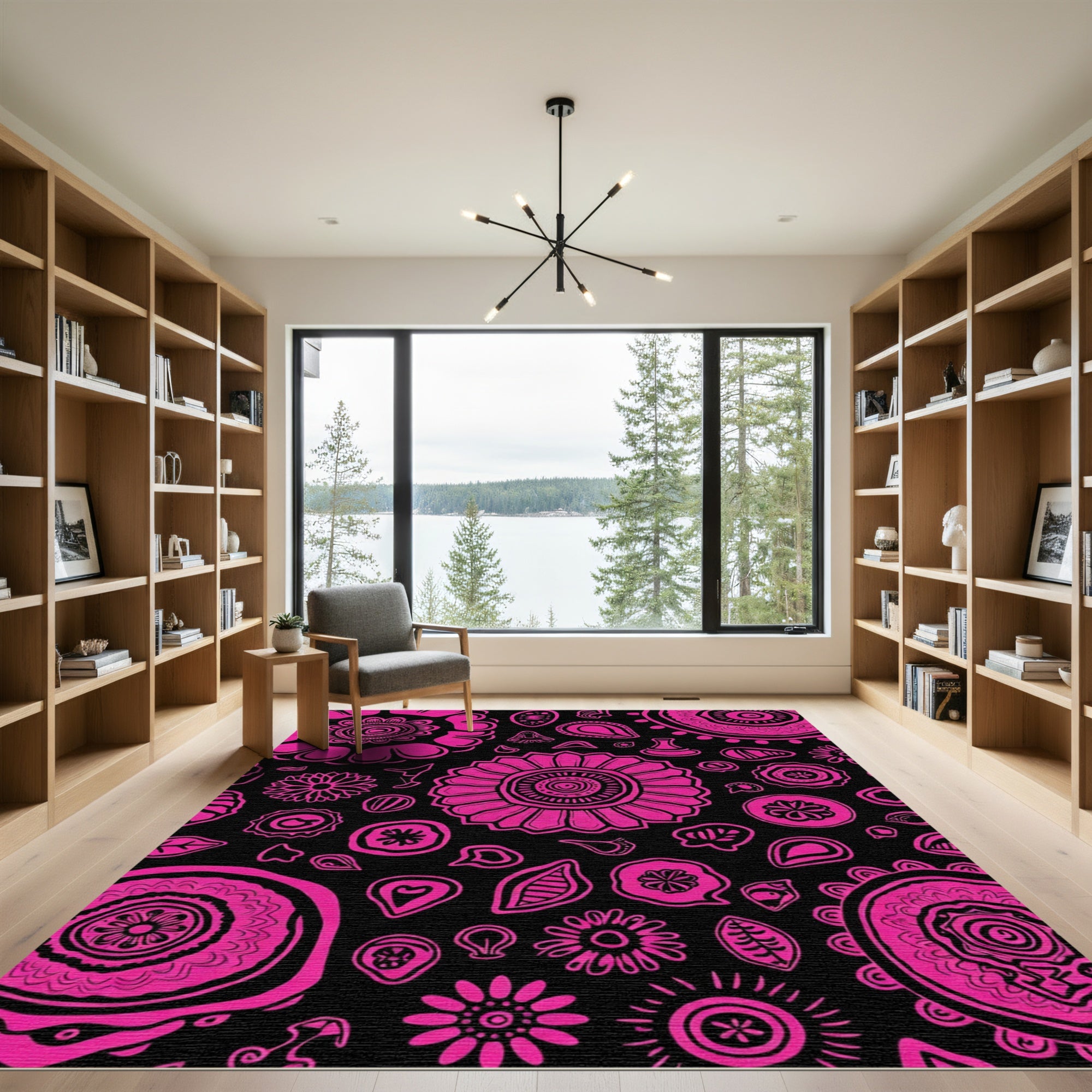 Vibrant Pink Floral Mandala Collage Rug
