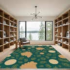 Abstract Earthy Organic Shapes Teal Rug